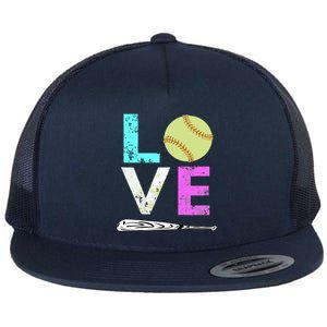 Girl Love Softball Best Fun Birthday Gift Flat Bill Trucker Hat