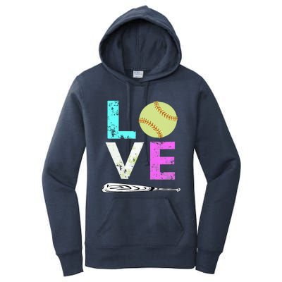 Girl Love Softball Best Fun Birthday Gift Women's Pullover Hoodie