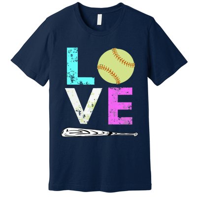 Girl Love Softball Best Fun Birthday Gift Premium T-Shirt