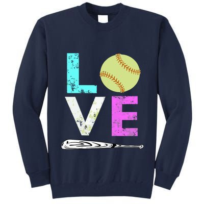 Girl Love Softball Best Fun Birthday Gift Tall Sweatshirt