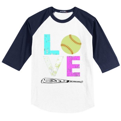 Girl Love Softball Best Fun Birthday Gift Baseball Sleeve Shirt