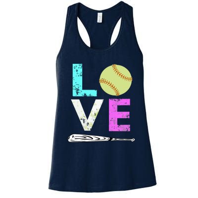 Girl Love Softball Best Fun Birthday Gift Women's Racerback Tank