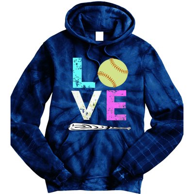 Girl Love Softball Best Fun Birthday Gift Tie Dye Hoodie