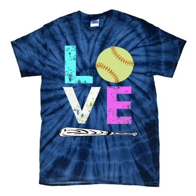 Girl Love Softball Best Fun Birthday Gift Tie-Dye T-Shirt