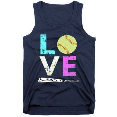 Girl Love Softball Best Fun Birthday Gift Tank Top