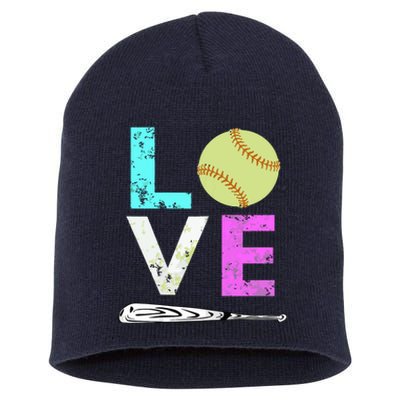 Girl Love Softball Best Fun Birthday Gift Short Acrylic Beanie