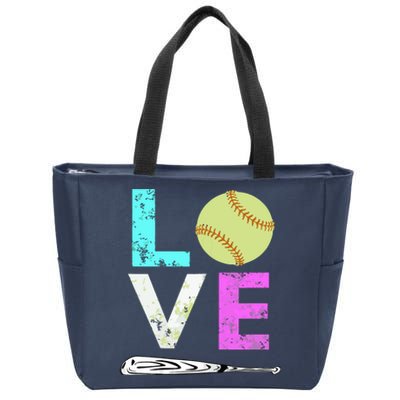 Girl Love Softball Best Fun Birthday Gift Zip Tote Bag