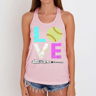 Girl Love Softball Best Fun Birthday Gift Women's Knotted Racerback Tank