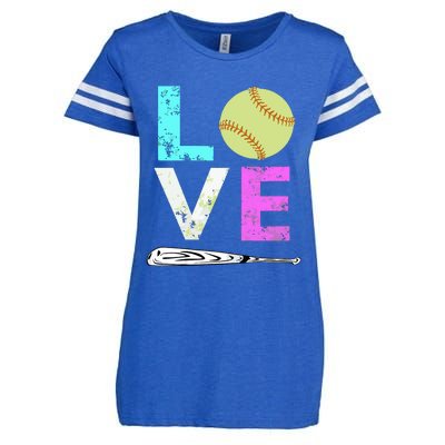 Girl Love Softball Best Fun Birthday Gift Enza Ladies Jersey Football T-Shirt