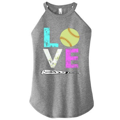 Girl Love Softball Best Fun Birthday Gift Women's Perfect Tri Rocker Tank