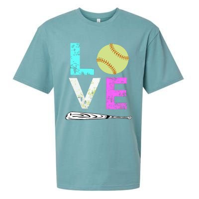 Girl Love Softball Best Fun Birthday Gift Sueded Cloud Jersey T-Shirt