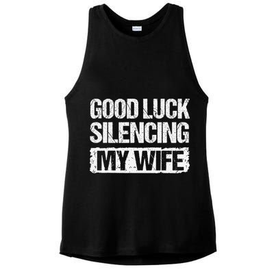 Good Luck Silencing My Wife Ladies PosiCharge Tri-Blend Wicking Tank