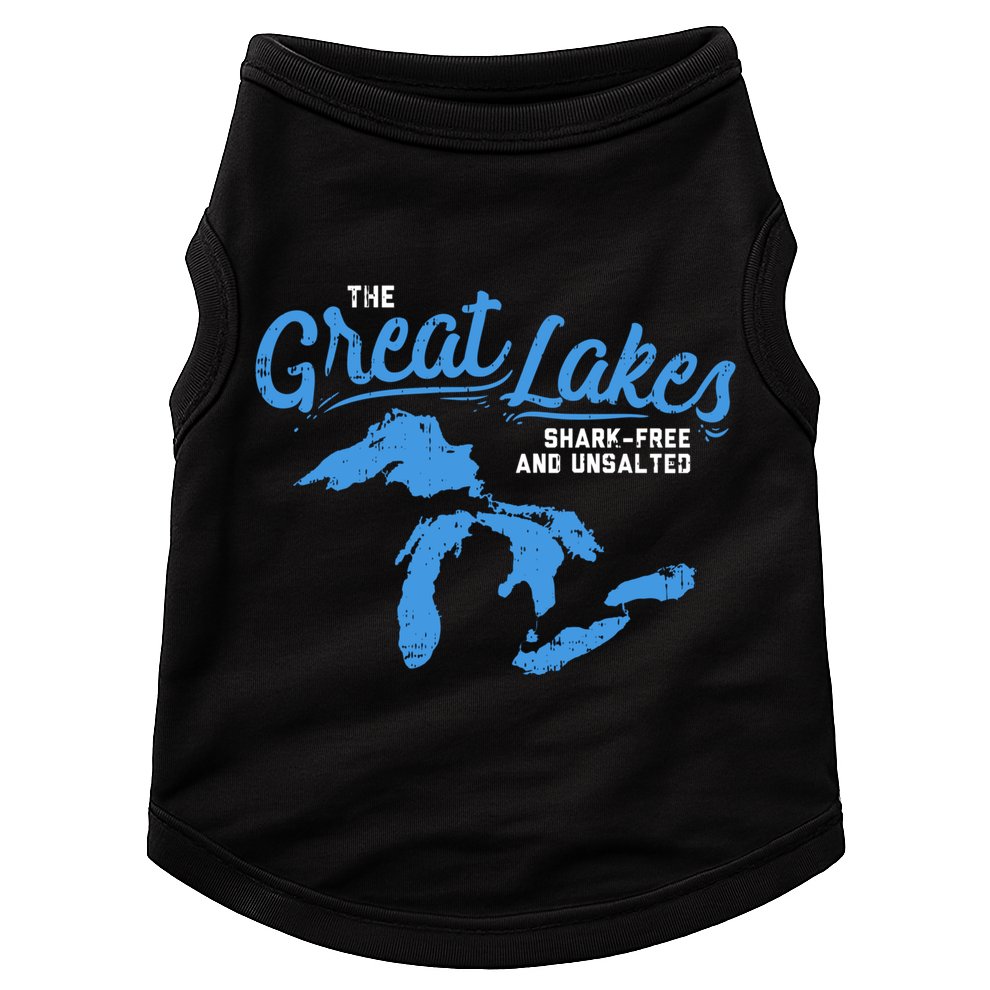 Great Lakes Shark Free And Unsalted Summer Vacation Lake Life Gift Doggie Tank