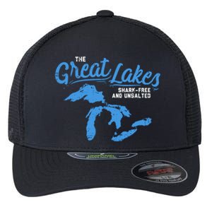 Great Lakes Shark Free And Unsalted Summer Vacation Lake Life Gift Flexfit Unipanel Trucker Cap