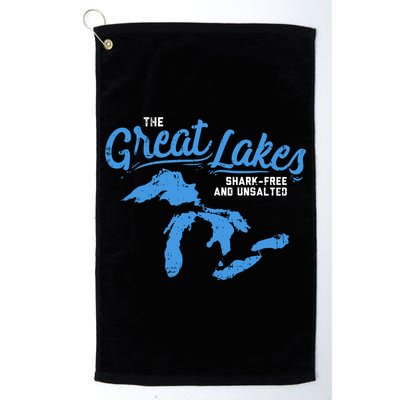 Great Lakes Shark Free And Unsalted Summer Vacation Lake Life Gift Golf Towel