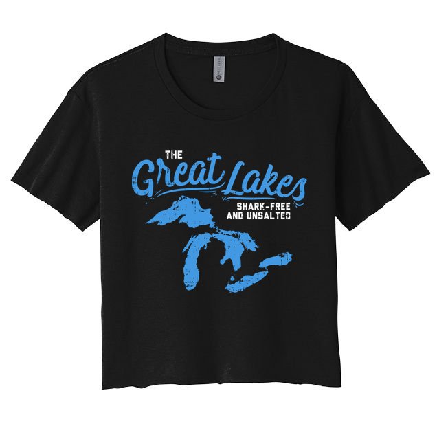 Great Lakes Shark Free And Unsalted Summer Vacation Lake Life Gift Crop Top