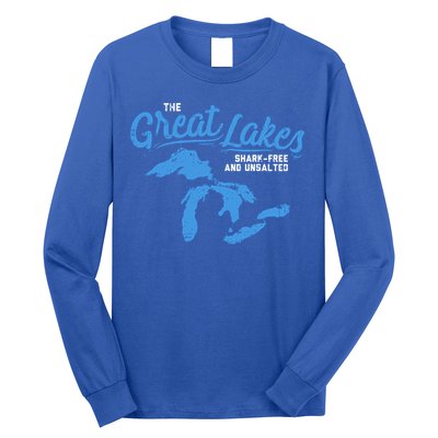 Great Lakes Shark Free And Unsalted Summer Vacation Lake Life Gift Long Sleeve Shirt