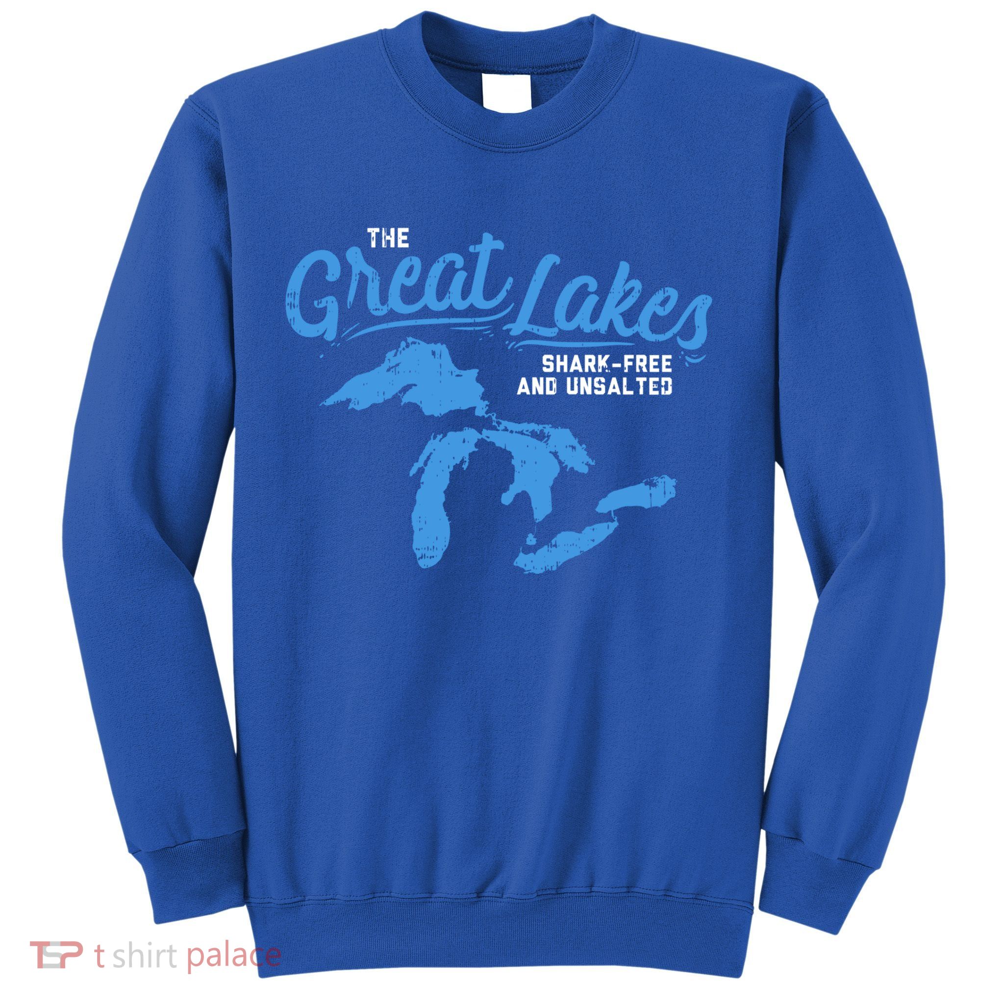 Great Lakes Shark Free And Unsalted Summer Vacation Lake Life Gift Sweatshirt