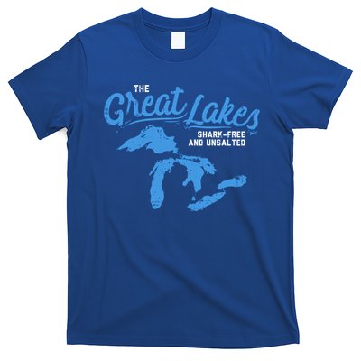 Great Lakes Shark Free And Unsalted Summer Vacation Lake Life Gift T-Shirt