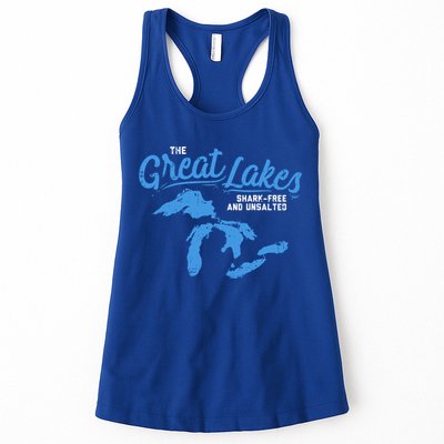 Great Lakes Shark Free And Unsalted Summer Vacation Lake Life Gift Womens Tank Top