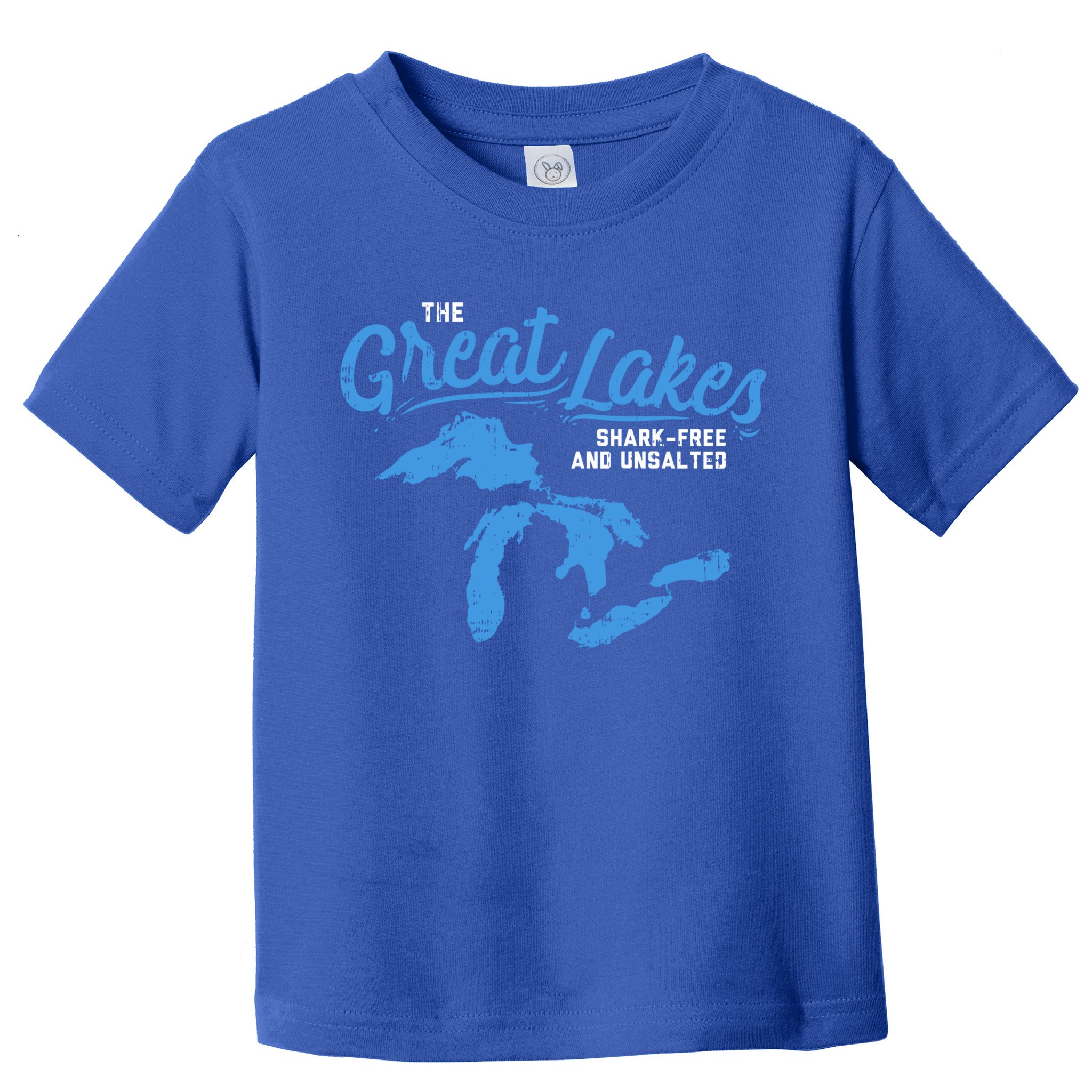 Great Lakes Shark Free And Unsalted Summer Vacation Lake Life Gift Toddler T-Shirt