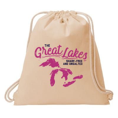 Great Lakes Shark Free And Unsalted Summer Vacation Funny Gift Drawstring Bag