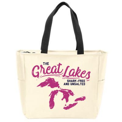 Great Lakes Shark Free And Unsalted Summer Vacation Funny Gift Zip Tote Bag