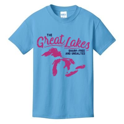 Great Lakes Shark Free And Unsalted Summer Vacation Funny Gift Kids T-Shirt