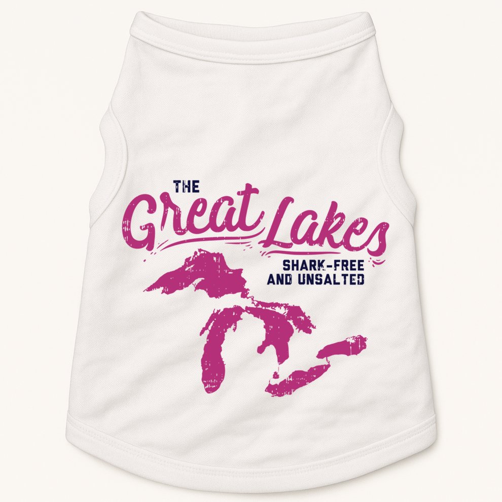 Great Lakes Shark Free And Unsalted Summer Vacation Funny Gift Doggie Tank