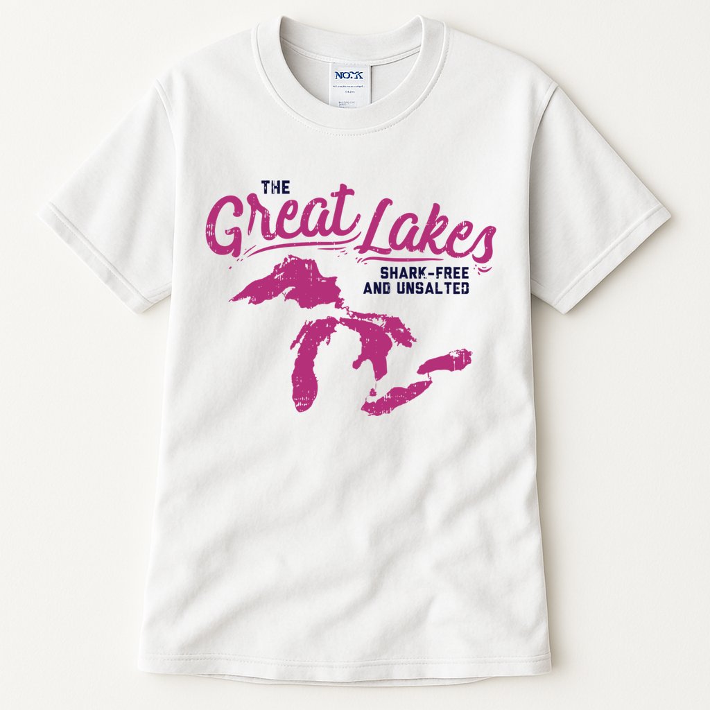Great Lakes Shark Free And Unsalted Summer Vacation Funny Gift Tall T-Shirt
