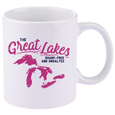 Great Lakes Shark Free And Unsalted Summer Vacation Funny Gift 11oz C Handle Ceramic Mug