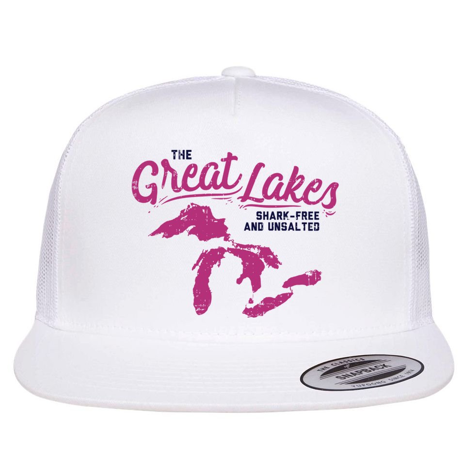 Great Lakes Shark Free And Unsalted Summer Vacation Funny Gift Flat Bill Trucker Hat
