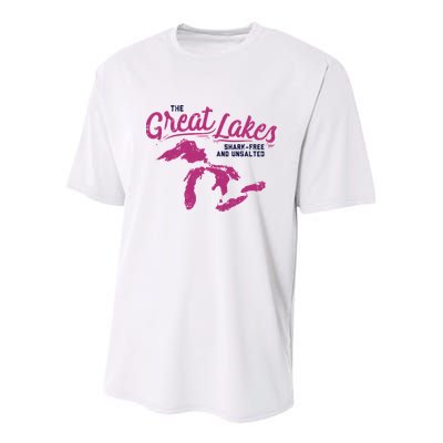 Great Lakes Shark Free And Unsalted Summer Vacation Funny Gift Youth Performance Sprint T-Shirt