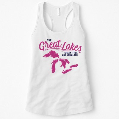 Great Lakes Shark Free And Unsalted Summer Vacation Funny Gift Womens Tank Top