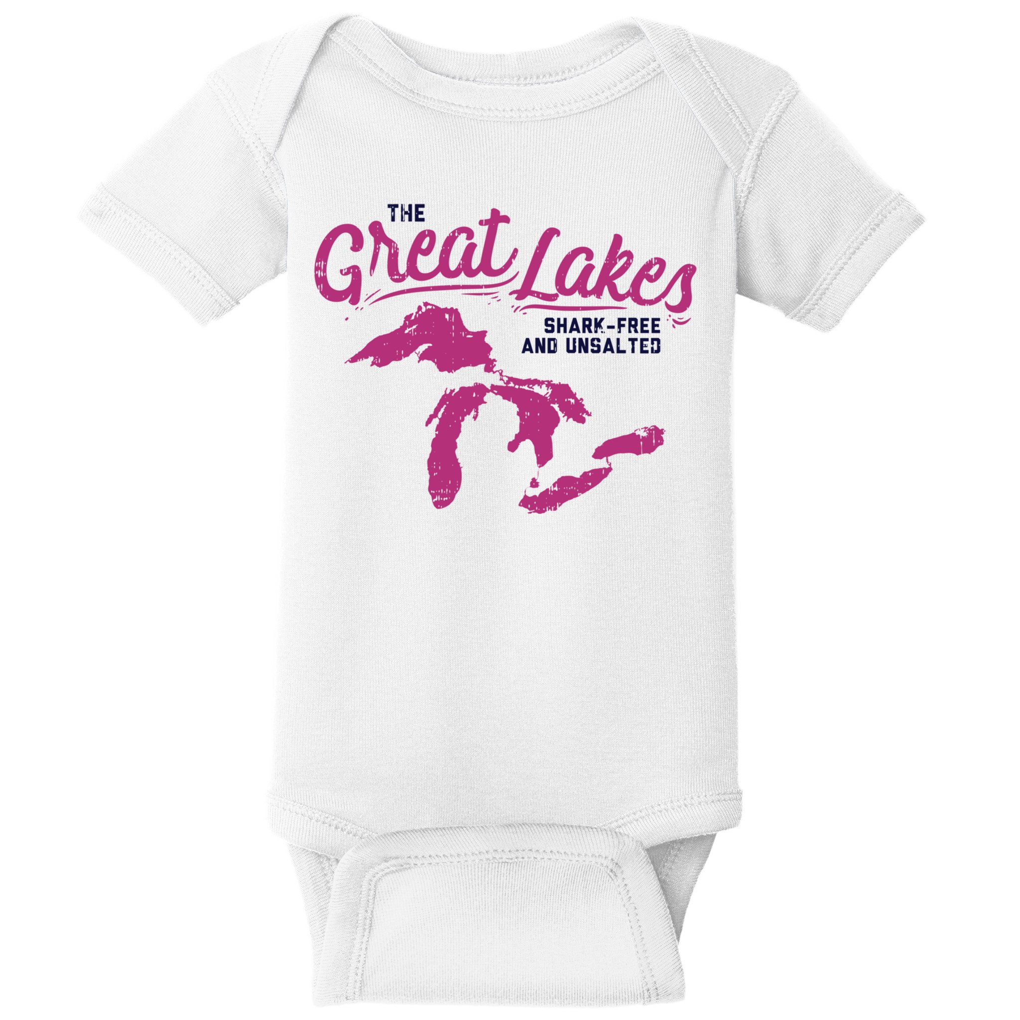 Great Lakes Shark Free And Unsalted Summer Vacation Funny Gift Baby Bodysuit