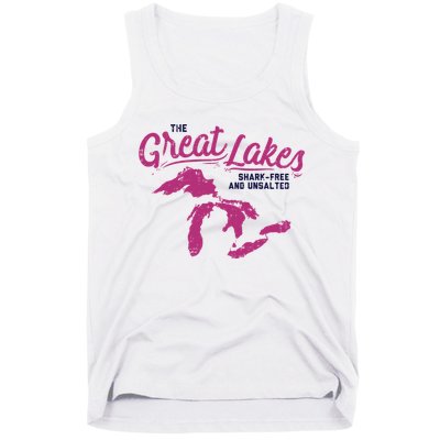 Great Lakes Shark Free And Unsalted Summer Vacation Funny Gift Tank Top