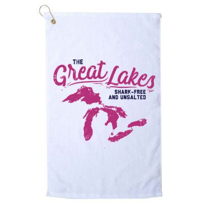 Great Lakes Shark Free And Unsalted Summer Vacation Funny Gift Golf Towel