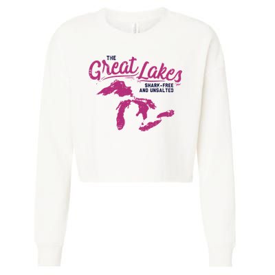 Great Lakes Shark Free And Unsalted Summer Vacation Funny Gift Cropped Pullover Crew