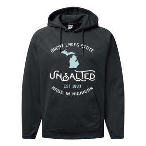 Great Lakes State Unsalted Est 1837 Made In Michigan Performance Fleece Hoodie