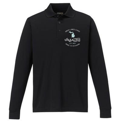 Great Lakes State Unsalted Est 1837 Made In Michigan Performance Long Sleeve Polo