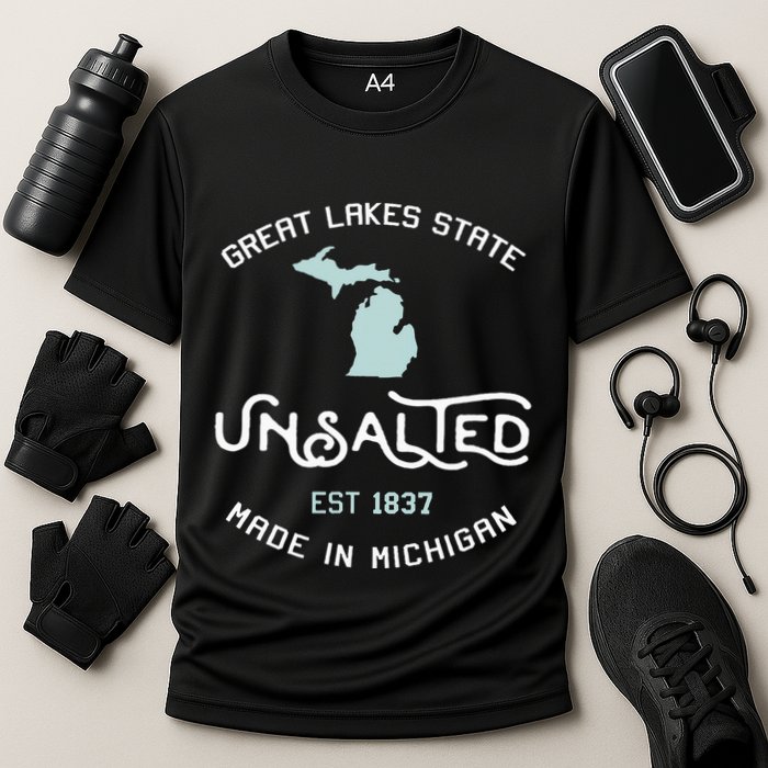 Great Lakes State Unsalted Est 1837 Made In Michigan Cooling Performance Crew T-Shirt