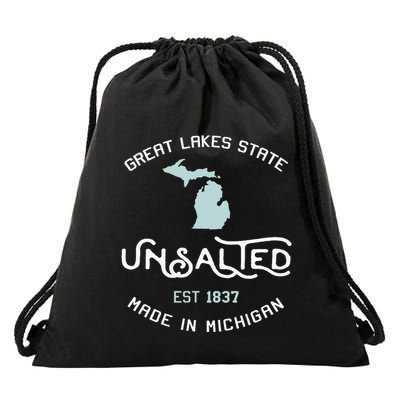 Great Lakes State Unsalted Est 1837 Made In Michigan Drawstring Bag