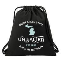 Great Lakes State Unsalted Est 1837 Made In Michigan Drawstring Bag