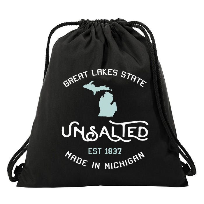Great Lakes State Unsalted Est 1837 Made In Michigan Drawstring Bag