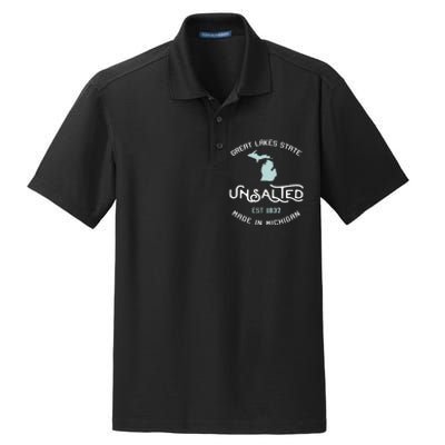 Great Lakes State Unsalted Est 1837 Made In Michigan Dry Zone Grid Polo