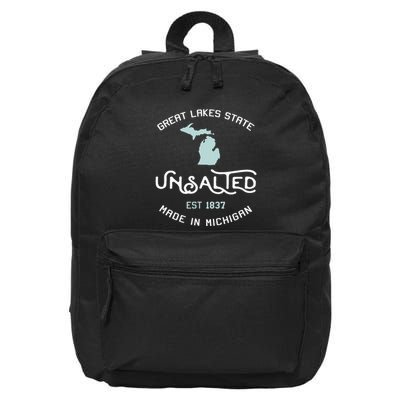 Great Lakes State Unsalted Est 1837 Made In Michigan 16 in Basic Backpack