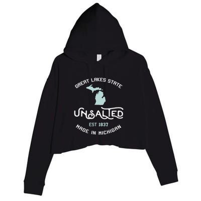 Great Lakes State Unsalted Est 1837 Made In Michigan Crop Fleece Hoodie