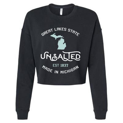 Great Lakes State Unsalted Est 1837 Made In Michigan Cropped Pullover Crew