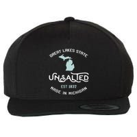 Great Lakes State Unsalted Est 1837 Made In Michigan Wool Snapback Cap
