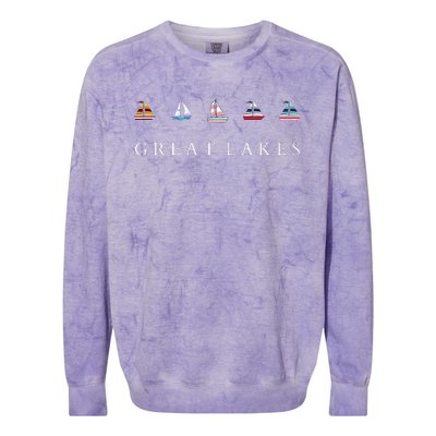 Great Lakes Sailing Americana Lake Michigan Lake Superior Colorblast Crewneck Sweatshirt